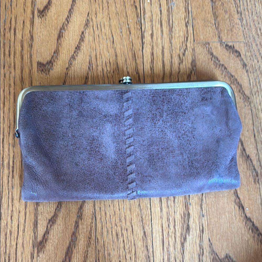 Hobo Leather Clutch Wallet Brown Suede